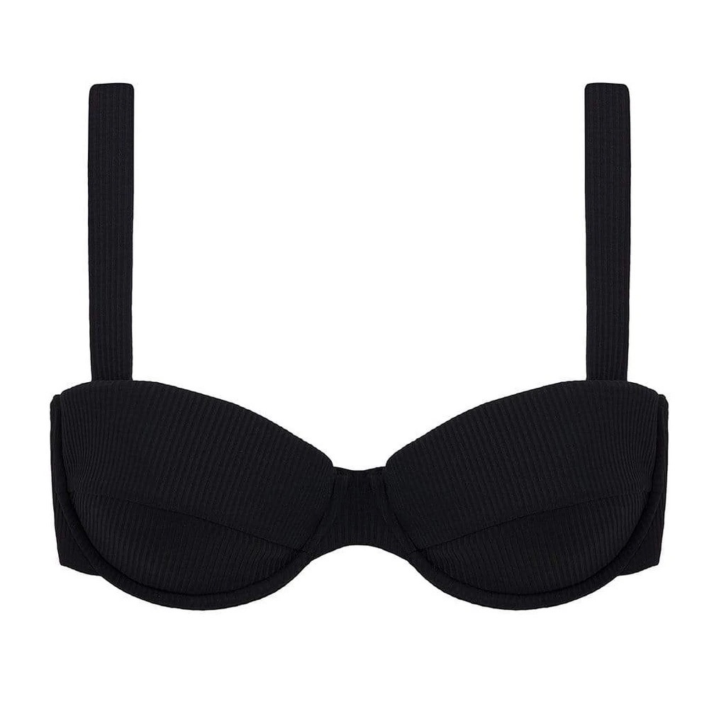 Black Rib Bustier Bikini Top - Montce (M)